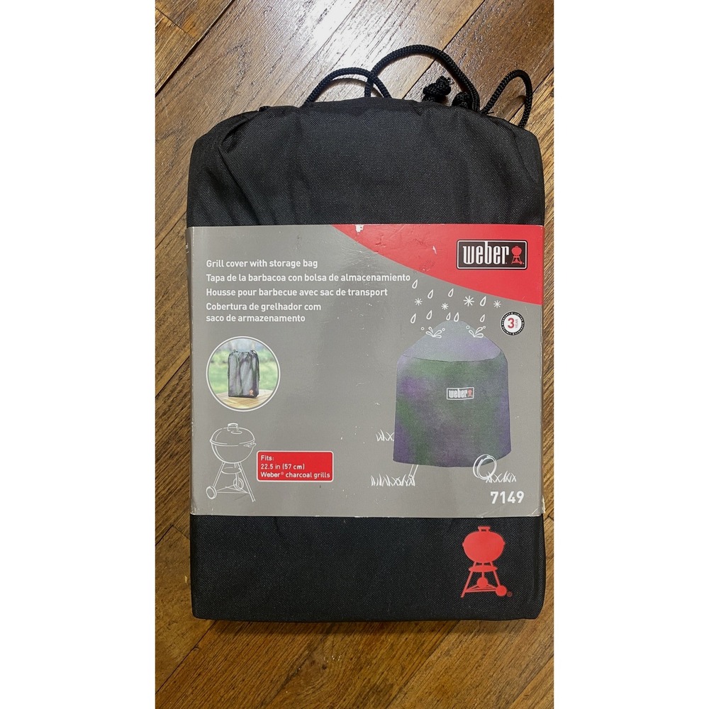 Weber 7149 Premium Grill Cover For 22.5" Charcoal Grill Black W/Storage Bag